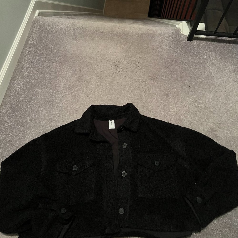 Black Fuzzy Cropped Jacket